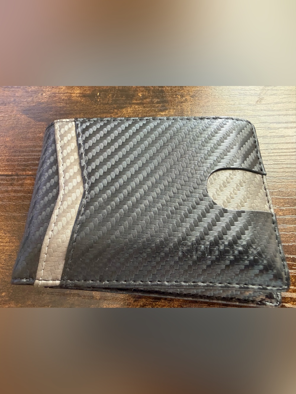 Runbox Slim RFID Blocking Men’s Wallet Gray Black Carbon Fiber NEW